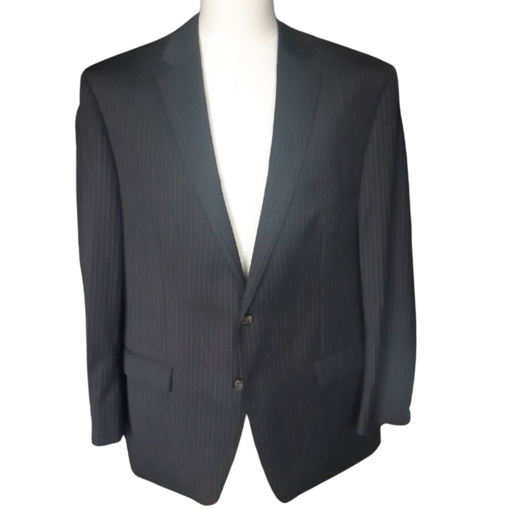 2 Piece Men's Suit Ralph Lauren 44R Jacket 42 Pants, Wool Grey Chalk Stripe